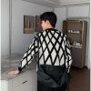 Clothing The Korean Fashion | Argyle Plaid Knitted Sweater Black