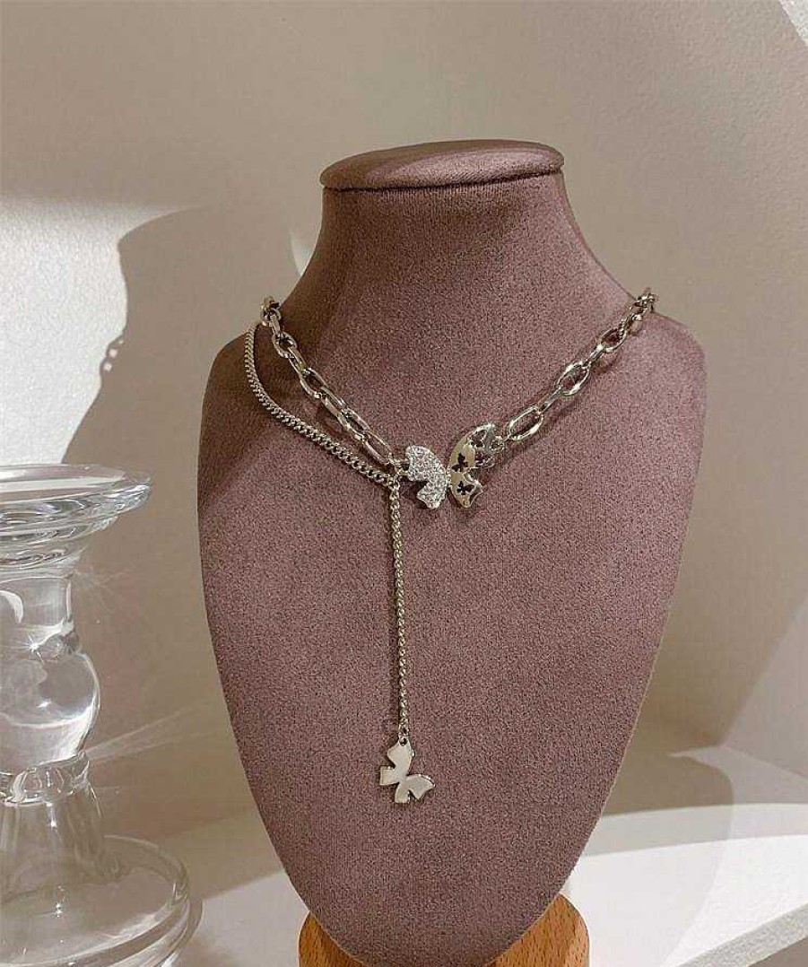 Women The Korean Fashion Necklaces | Butterfly Necklace Micro Diamond Butterfly Necklace