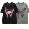 Clothing The Korean Fashion | Washed Butterfly Print T-Shirt