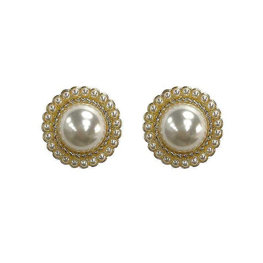 Women The Korean Fashion Earrings | Round Pearl Earrings As Image