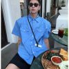 Clothing The Korean Fashion | Button Down Shirt Blue