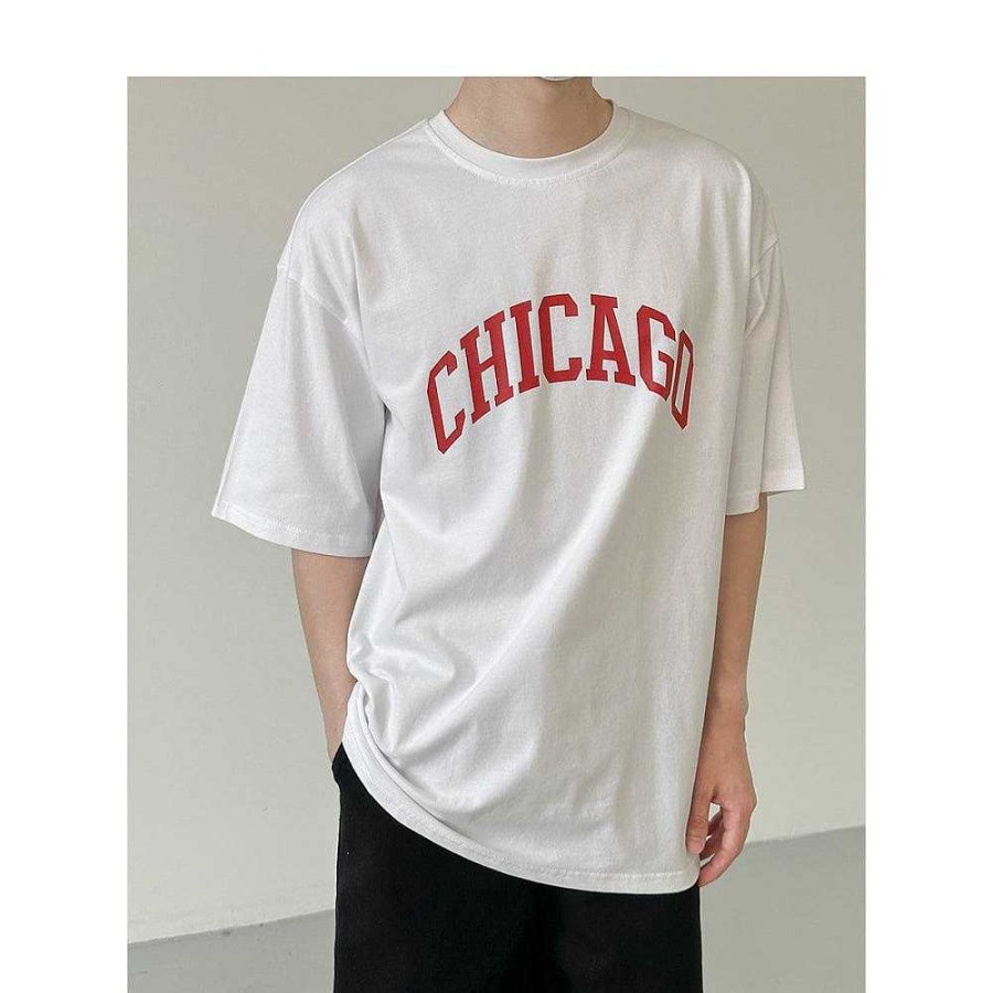 Clothing The Korean Fashion | Dropped Shoulder Letter Printed T-Shirt