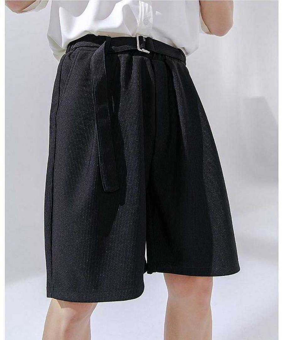 Clothing The Korean Fashion Shorts | Striped Shorts With Belt