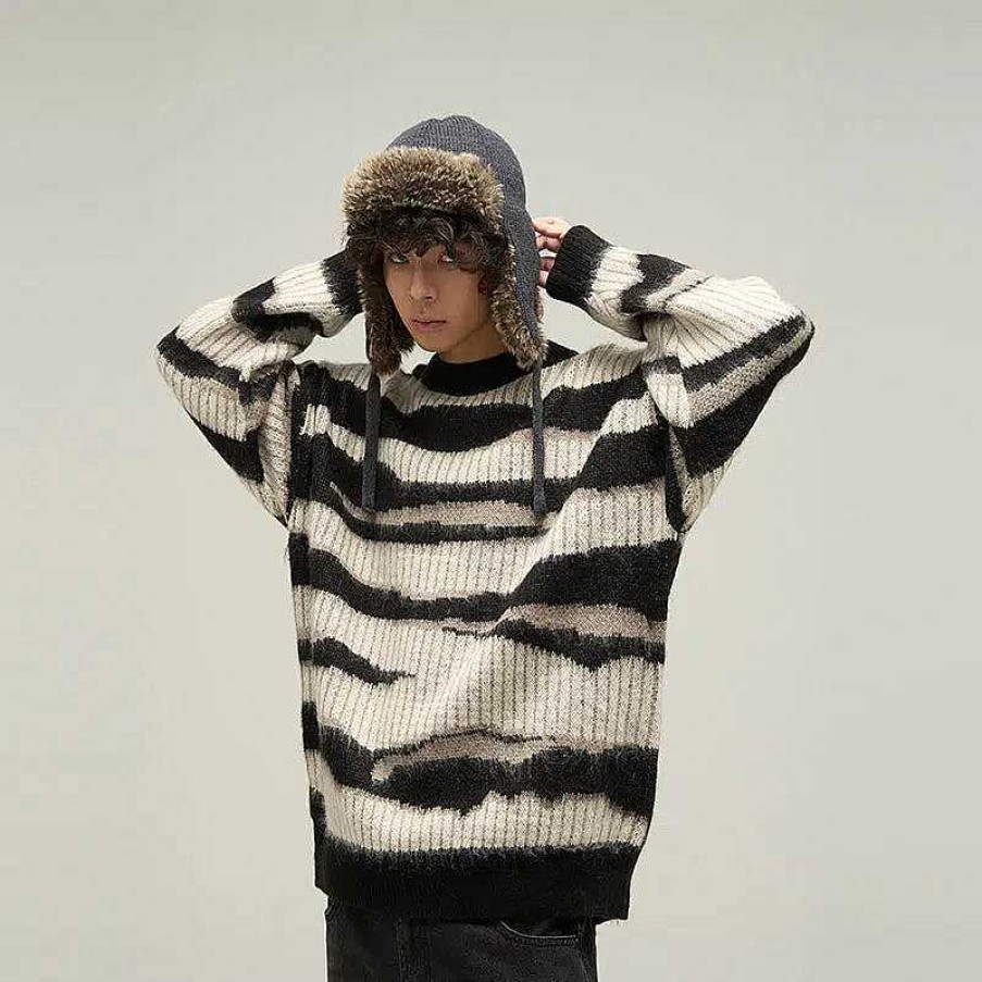 Clothing The Korean Fashion | Retro Mohair Striped Sweaters