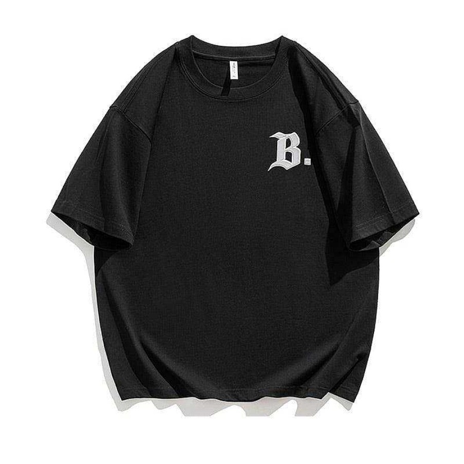 Clothing The Korean Fashion | B Letter Embroidered T-Shirt