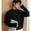 Clothing The Korean Fashion | Knitted Cotton Strip Mid-Neck Shirt