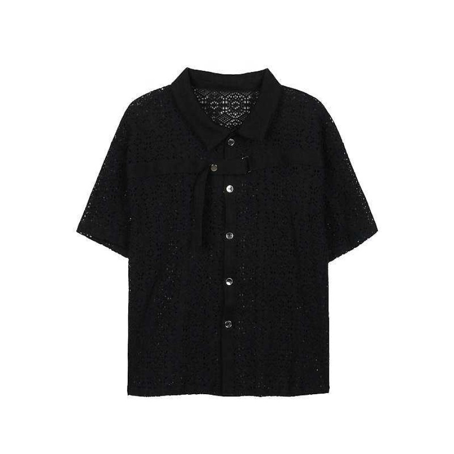 Clothing The Korean Fashion | Hollow Lace Lapel Shirt