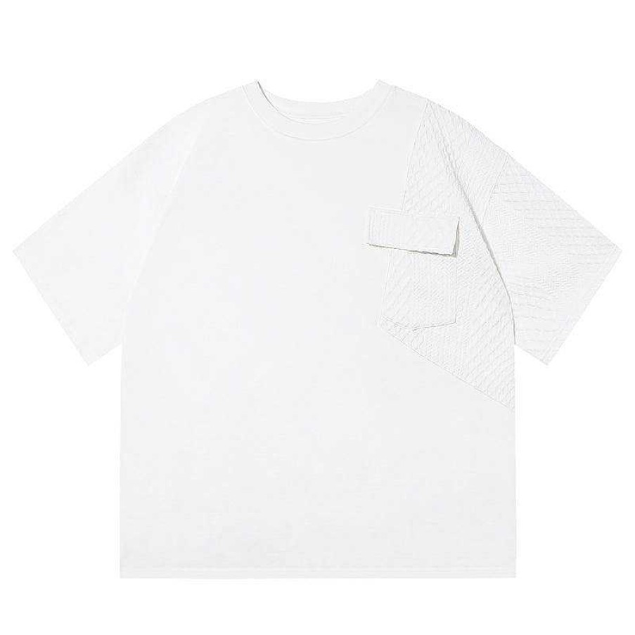 Clothing The Korean Fashion | Stitching T-Shirt With Pocket