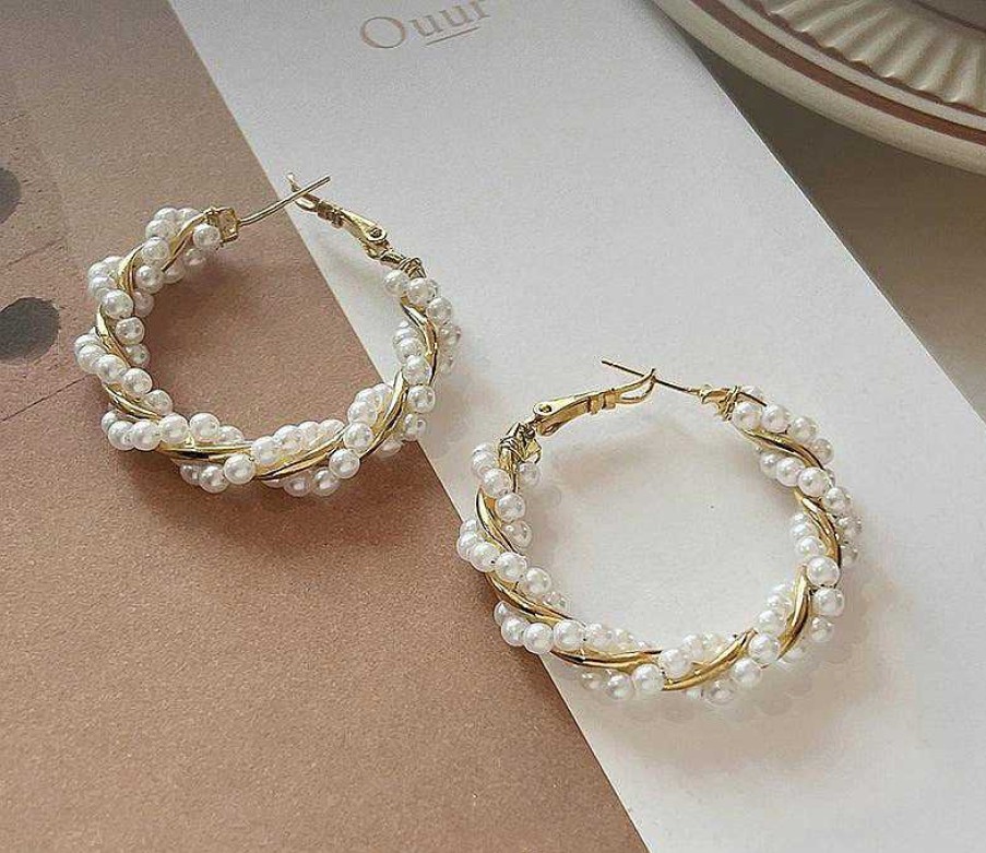 Women The Korean Fashion Earrings | Pearl Hoop Earrings Pearl Earrings