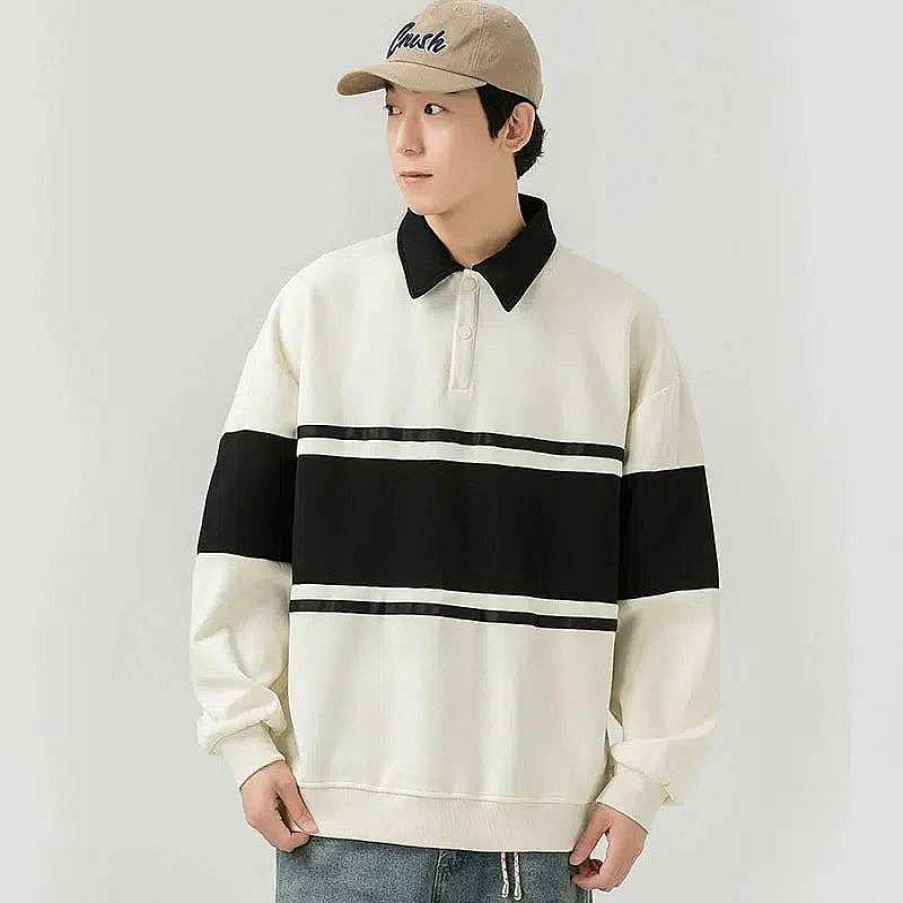 Clothing The Korean Fashion | Striped Sweatshirt