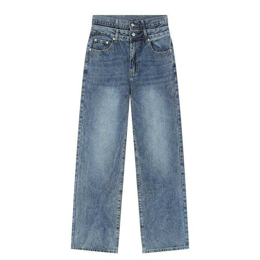 Clothing The Korean Fashion Jeans | Blue Straight Jeans Light Blue