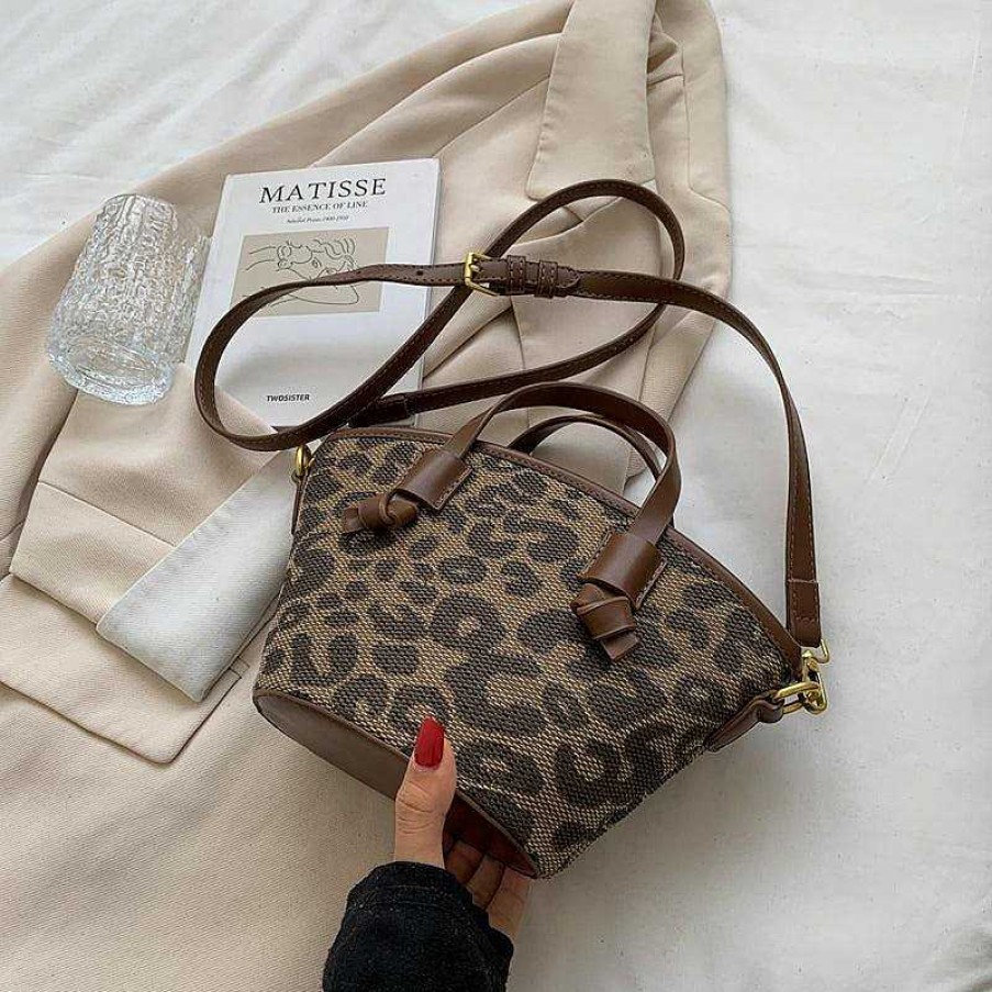 Women The Korean Fashion | Leopard Print Crossbody Bucket Bag