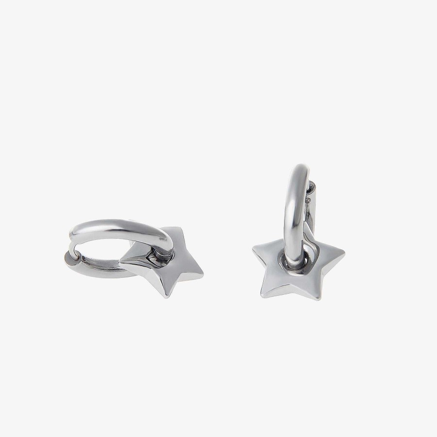 Accs & Bags & Shoes The Korean Fashion | Pentagram Hoop Earrings Silver Pair