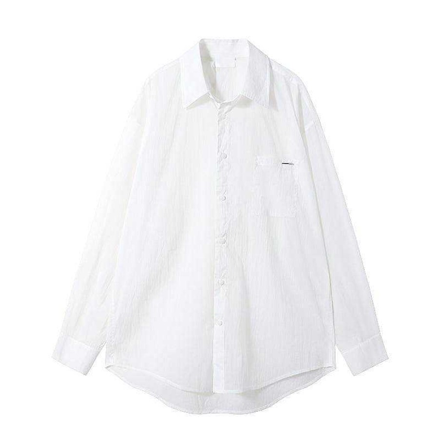 Clothing The Korean Fashion | Oversized See Through Shirt White