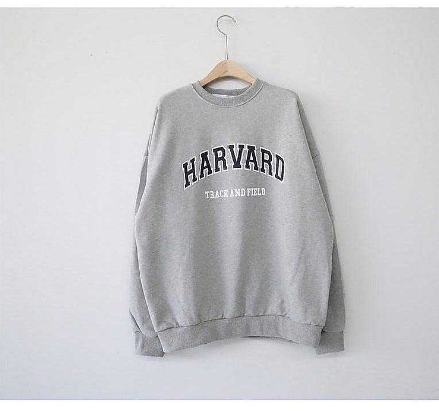 Clothing The Korean Fashion | Text Print Sweatshirt