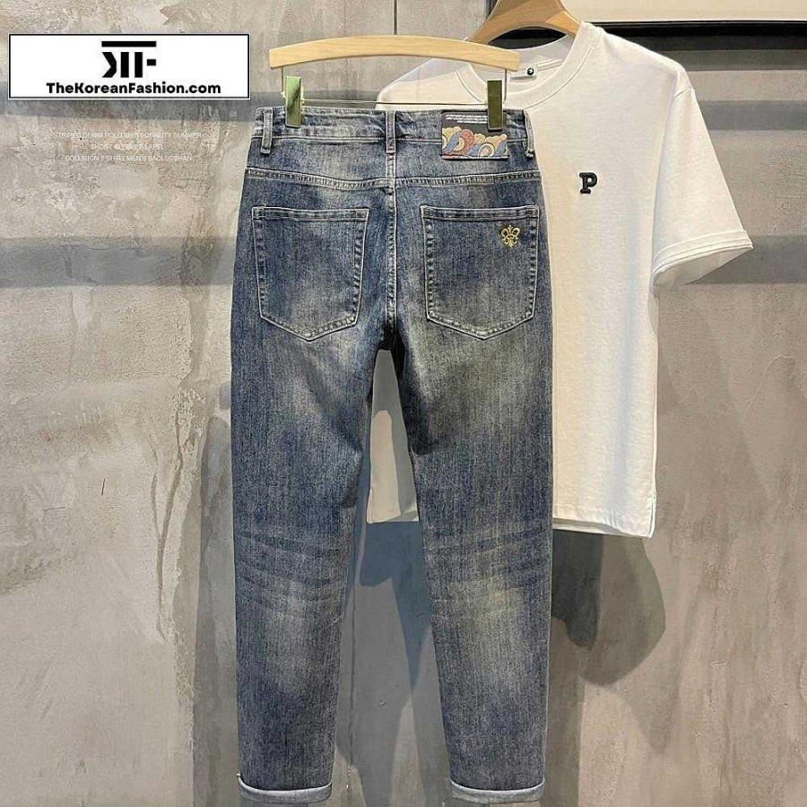 Clothing The Korean Fashion Jeans | Blue Straight Leg Jeans Light Blue