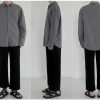 Clothing The Korean Fashion | Basic Casual Long-Sleeved Shirt Grey Blue