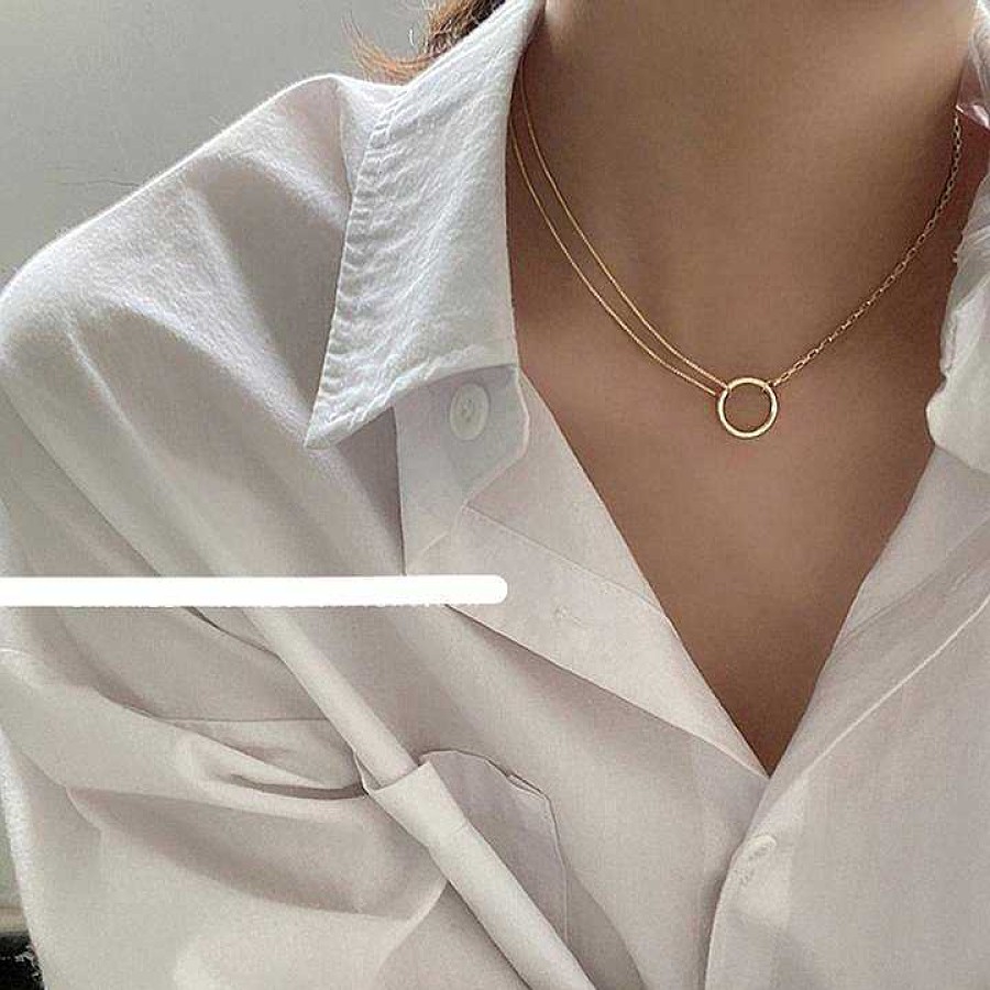 Women The Korean Fashion Necklaces | Ring Pendant Necklace Picture