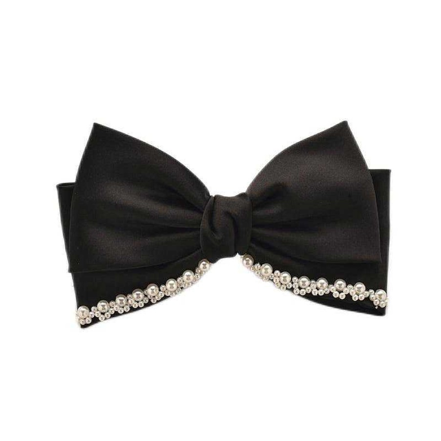 Women The Korean Fashion Hair Accessories | Black Bow Snap Hair Clip