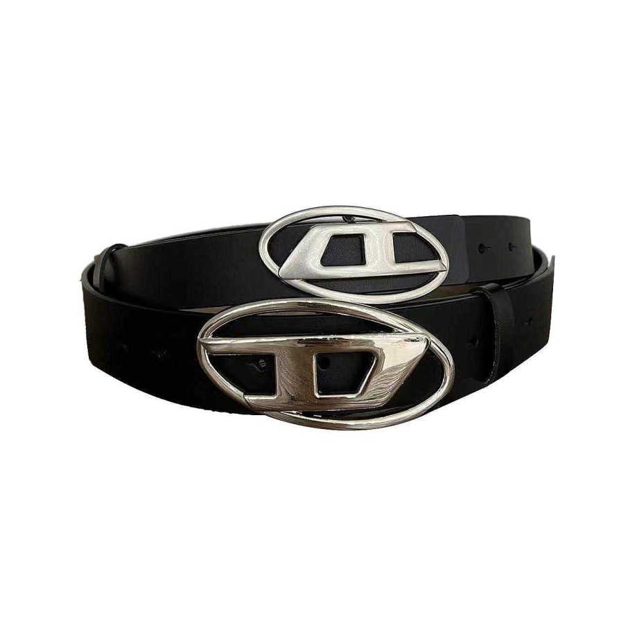 Accs & Bags & Shoes The Korean Fashion | Metal Letter Black Leather Belt