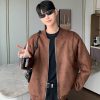 Clothing The Korean Fashion | Zipper Velvet Suede Baseball Jacket