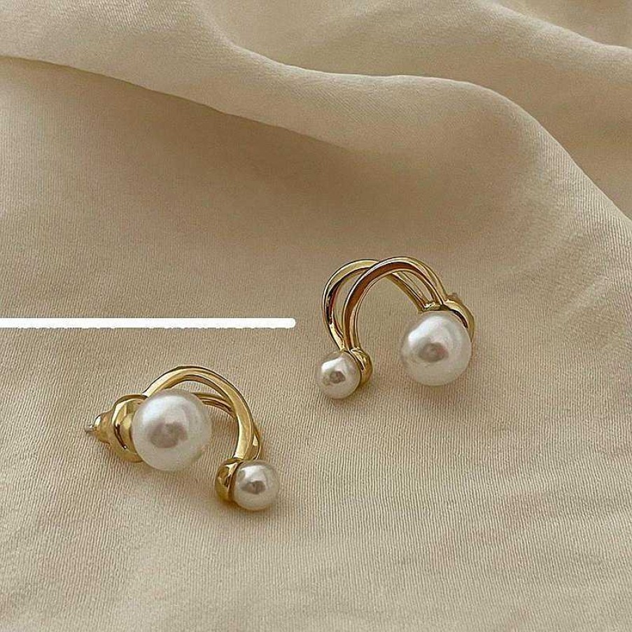 Women The Korean Fashion Earrings | Pearl Earrings Golden