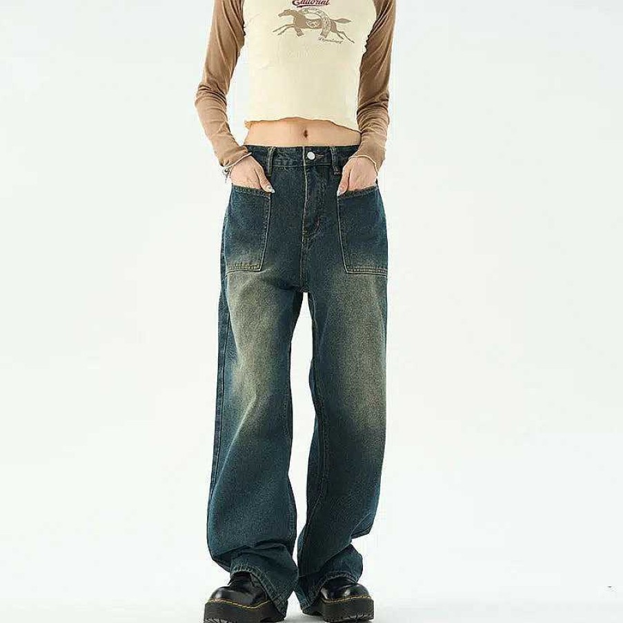 Clothing The Korean Fashion Jeans | Retro Wide Leg Pants