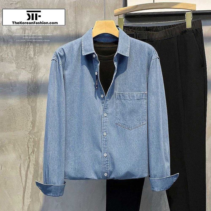 Casual Style Clothes The Korean Fashion | Thin Denim Long-Sleeved Shirt