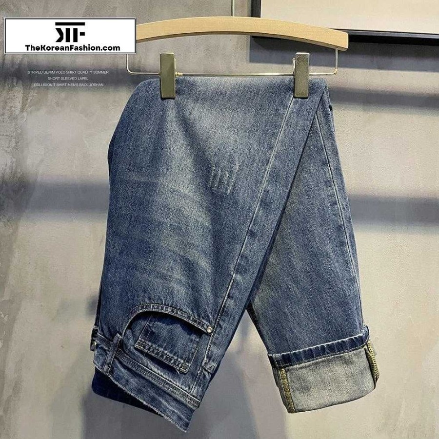 Casual Style Clothes The Korean Fashion | Washed Retro Straight Jeans