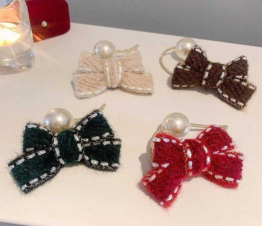 Women The Korean Fashion Hair Accessories | Knitted Bow Hair Tie