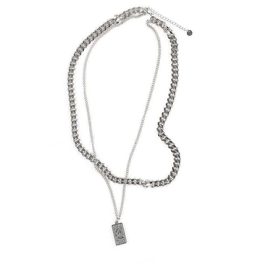 Accs & Bags & Shoes The Korean Fashion | Double Cuban Chain Necklace Silver