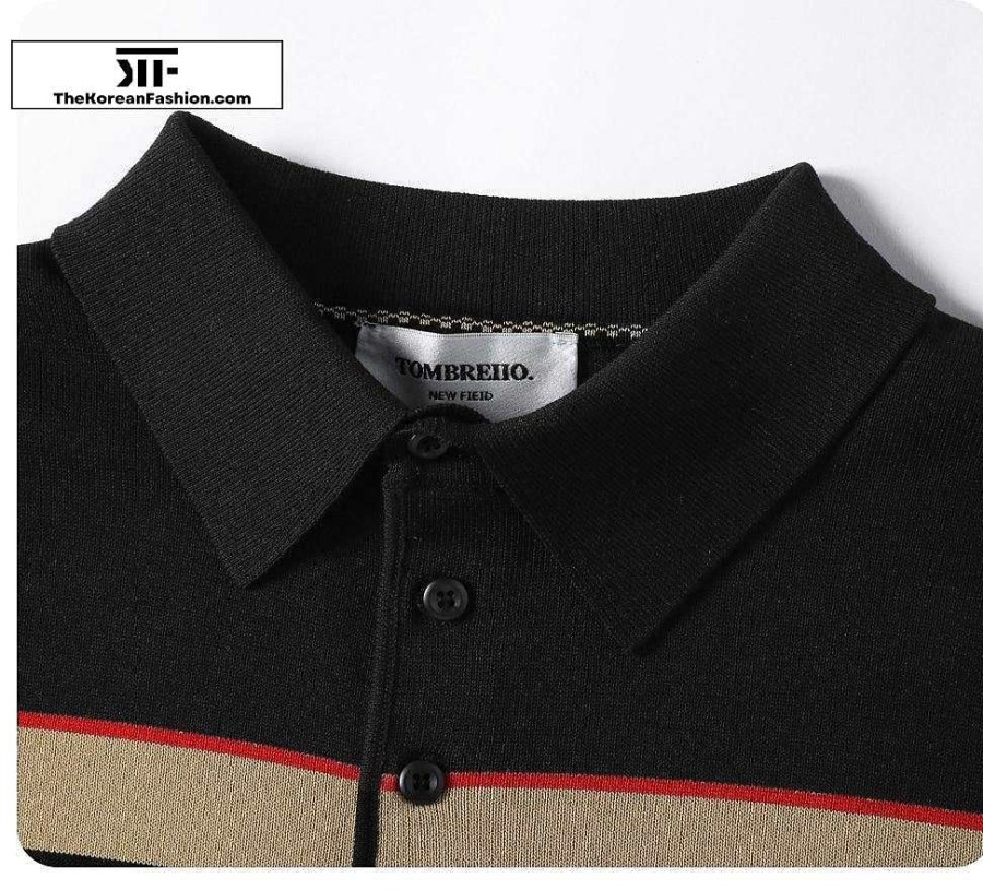 Casual Style Clothes The Korean Fashion | Breathable Knitted Matching Polo T-Shirt