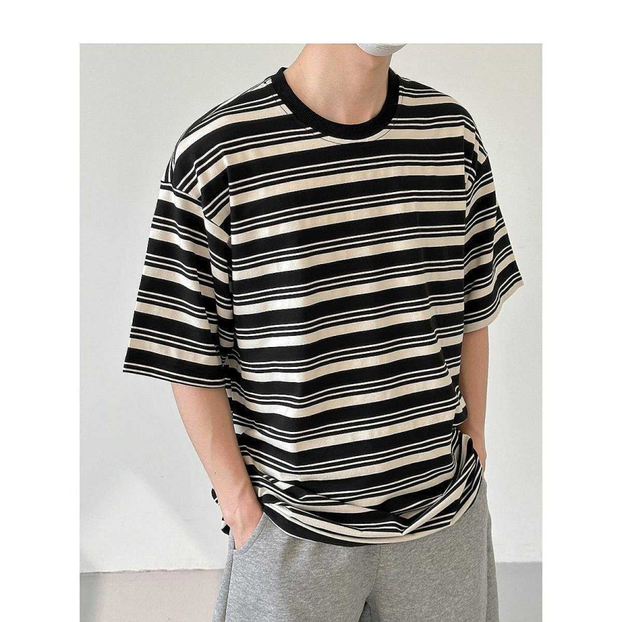 Clothing The Korean Fashion | Cotton Striped Breathable T-Shirt