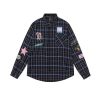 Clothing The Korean Fashion | Retro Long-Sleeved Embroidered Plaid Shirt