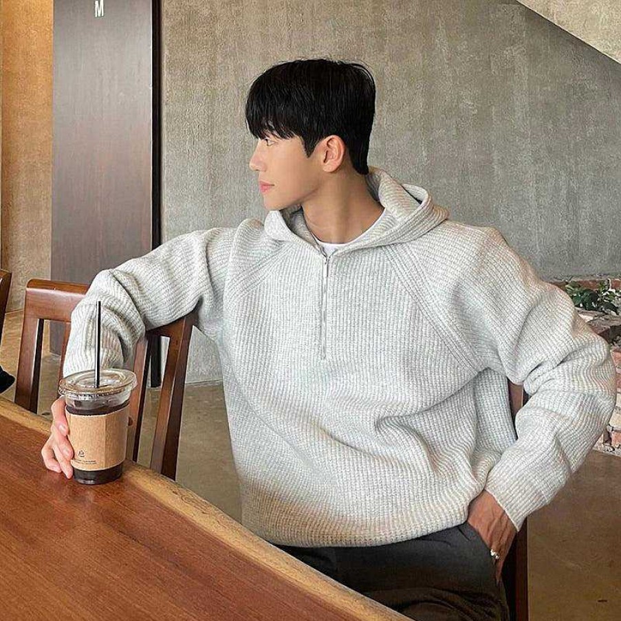 Clothing The Korean Fashion | Half Zip Hooded Sweater