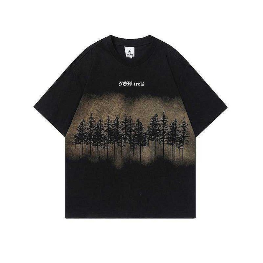 Clothing The Korean Fashion | Forest Theme Printed Short-Sleeved T-Shirt