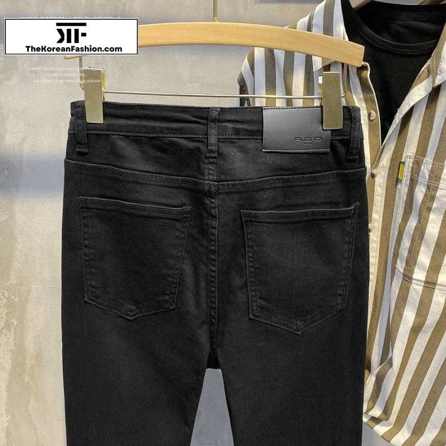 Casual Style Clothes The Korean Fashion | Elastic Slim Jeans Black