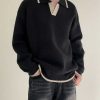 Clothing The Korean Fashion | Lapel Collar Polo Sweater