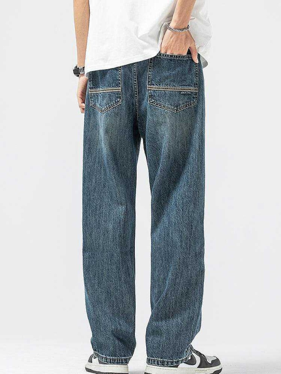 Clothing The Korean Fashion Jeans | Basic Casual Drape Jeans Blue