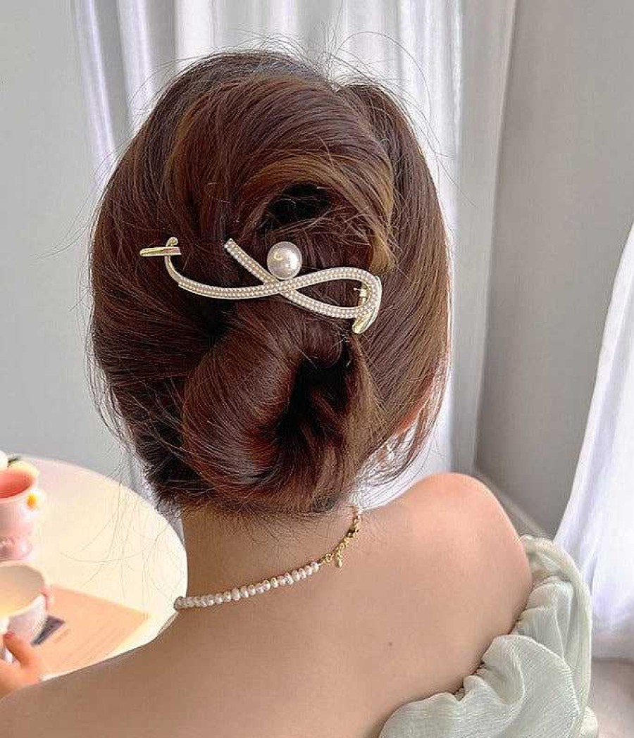 Women The Korean Fashion Hair Accessories | Large Pearl Hair Clip