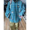 Clothing The Korean Fashion | Swing Embroidery Plaid Shirt