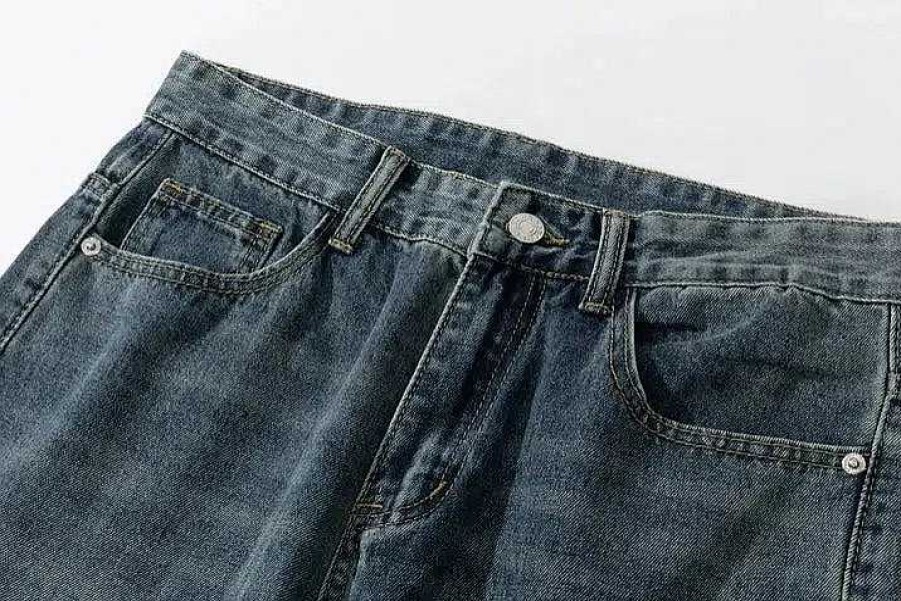 Clothing The Korean Fashion Jeans | Retro Washed Straight-Leg Jeans