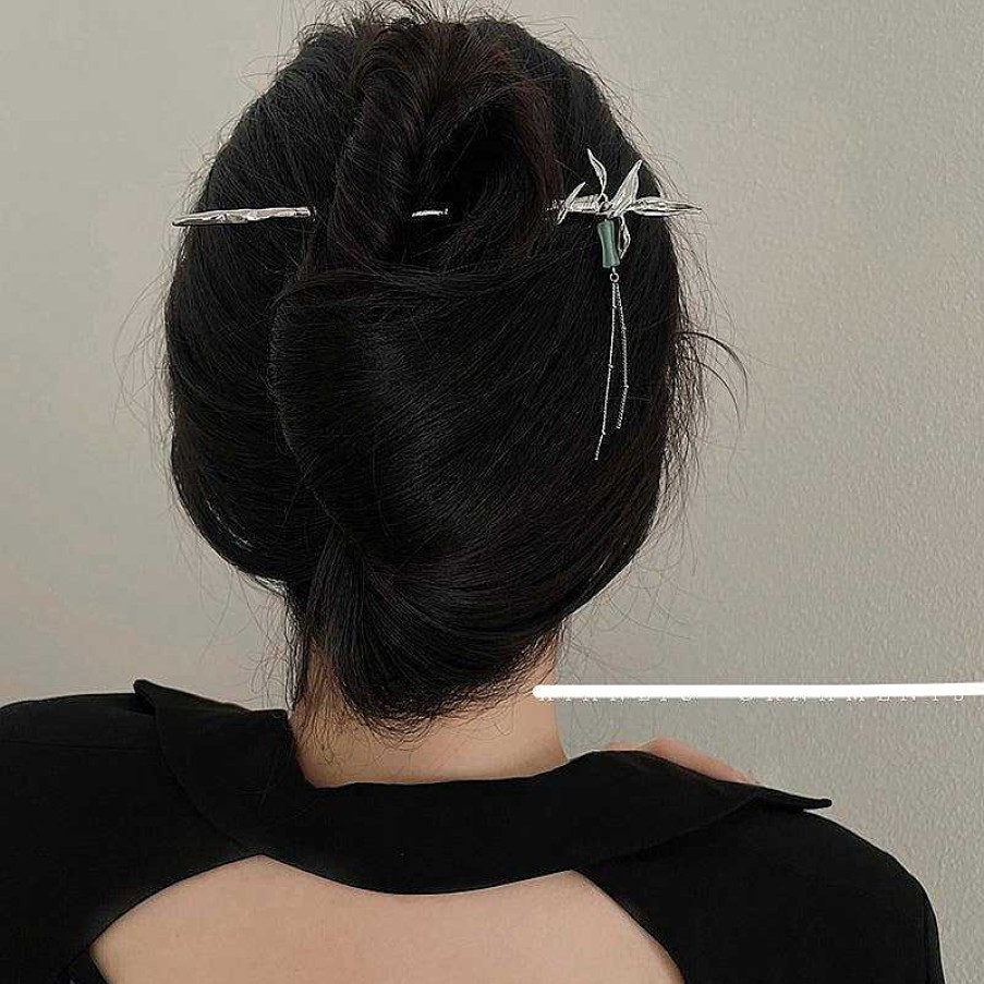 Women The Korean Fashion Hair Accessories | Metal Bamboo Hairpin Silver