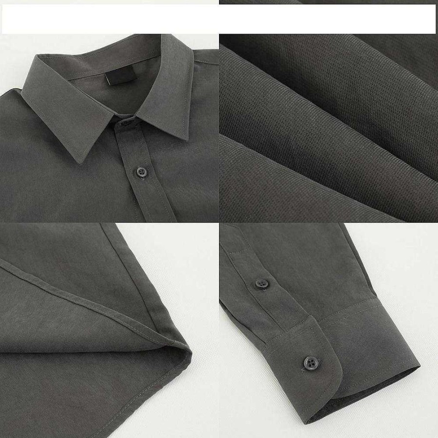 Clothing The Korean Fashion | Brushed Texture Soft Long-Sleeved Shirt