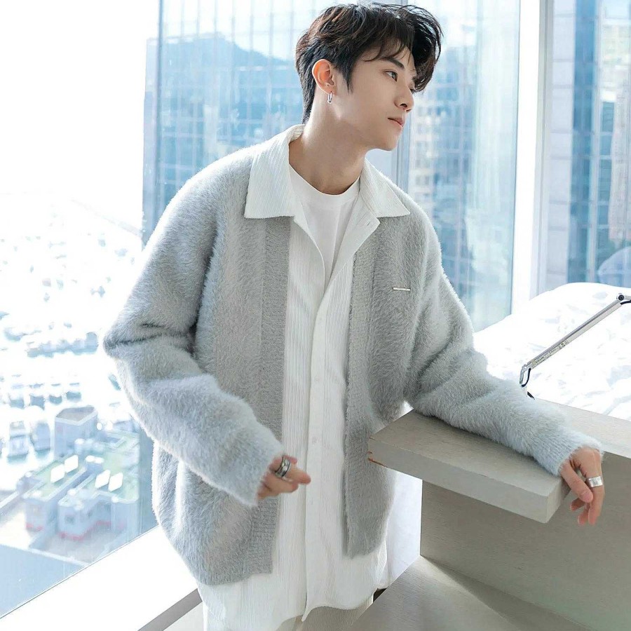 Clothing The Korean Fashion | Furry Two-Piece Shirt Cardigan