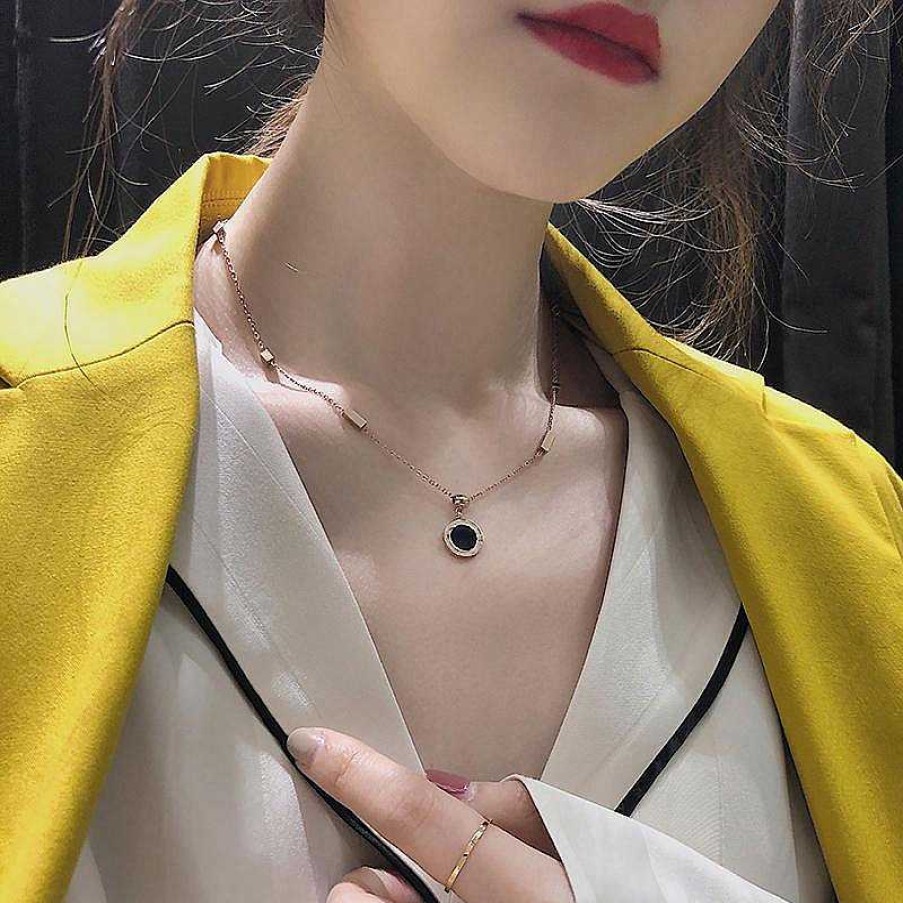 Women The Korean Fashion Necklaces | Roman Numeral Necklace Black