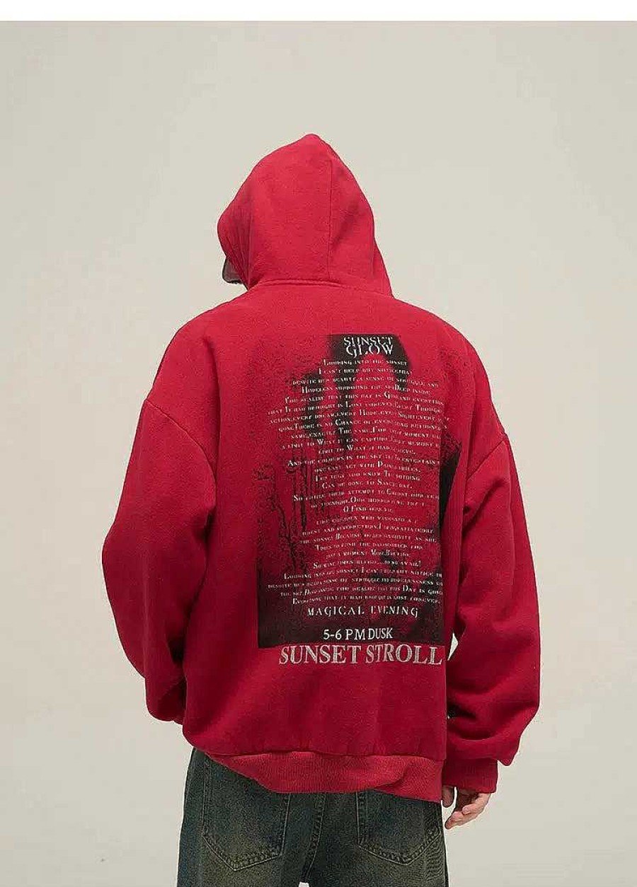 Clothing The Korean Fashion | Letter Print Velvet Hooded Sweatshirt