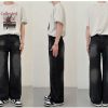 Clothing The Korean Fashion Jeans | Washed Wide-Leg Jeans Black