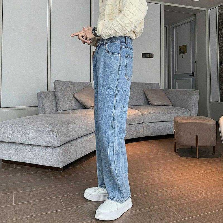 Clothing The Korean Fashion Jeans | Light Straight Jeans Blue