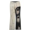 Clothing The Korean Fashion Jeans | Color Contrast Raw Edge Ripped Flared Jeans Black